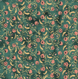 绿色花卉香蕉图案布料