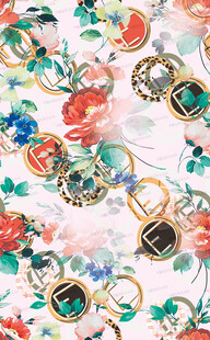 多彩花卉与精致饰品图案