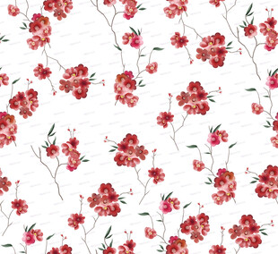 红色花卉图案背景纹理