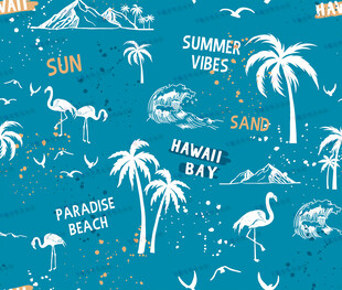 夏日夏威夷风情海滩插画