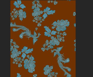 橙底蓝花中式传统花纹图案