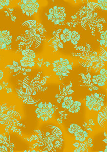 黄色底花卉图案织物
