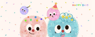 可爱卡通猫头鹰庆祝生日