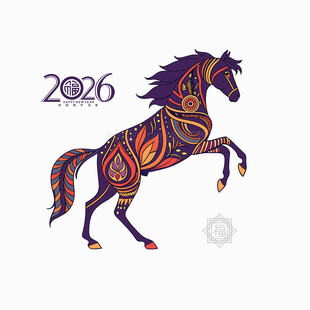2026马年矢量马卡通马