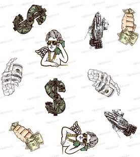 手绘海洋生物与贝壳图案