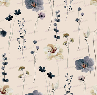 蓝白花卉图案纹理背景