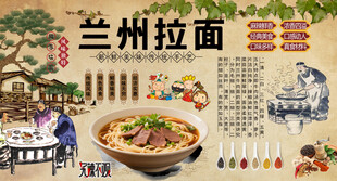 兰州拉面背景墙
