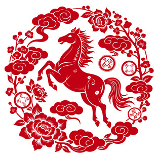 2026年马年剪纸贴花设计