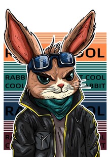 酷炫兔子机车风形象