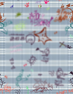 手绘格子多彩线条星星