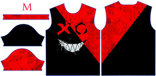 个性红黑拼接运动背心套装