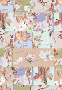 花卉拼贴图案设计素材