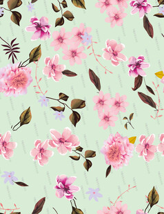 清新粉色花卉图案背景