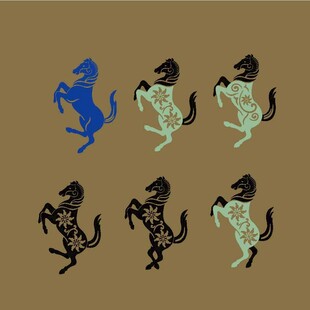 多彩跃起骏马图案设计