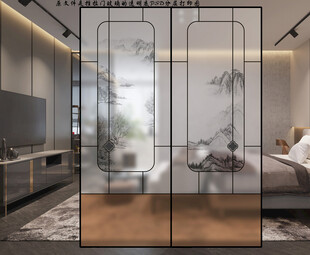 现代简约玻璃隔断卧室门
