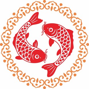 双锦鲤吉祥图案