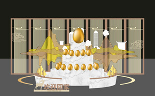 金色主题多层婚礼蛋糕