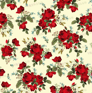 复古红玫瑰花卉图案背景
