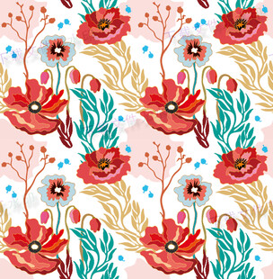 花卉图案背景色彩绚丽