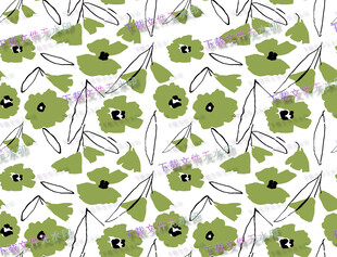 绿叶花朵图案无缝背景