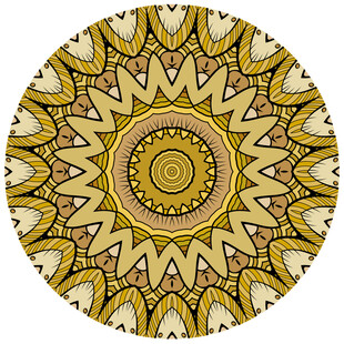 圆形棕色曼陀罗花纹图案