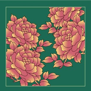 中式复古风盛开的艳丽牡丹