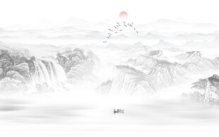 国画水墨山水风景画