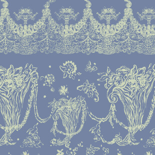 蓝色底复古花纹图案