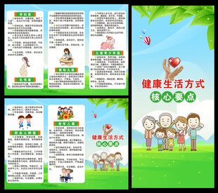 健康生活方式核心要点三折页