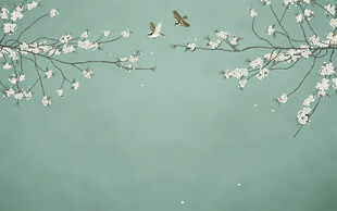 新中式工笔花鸟梅花