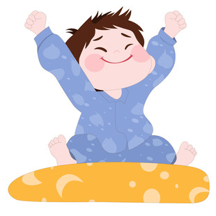 小男孩按时起床培养生活习惯插画