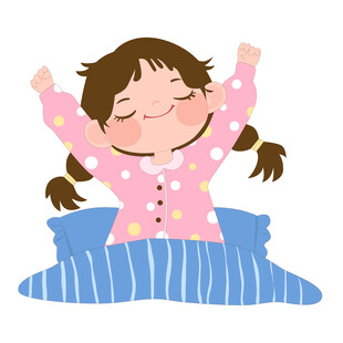 女孩按时起床伸懒腰良好生活习惯