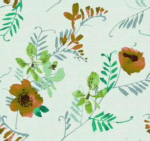 清新花卉植物水彩图案