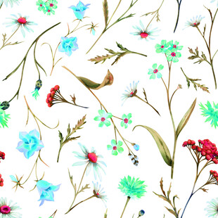 清新水彩花卉图案设计