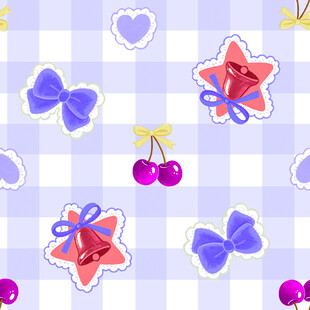 可爱蝴蝶结樱桃装饰图案