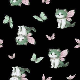 黑猫蝴蝶可爱图案设计