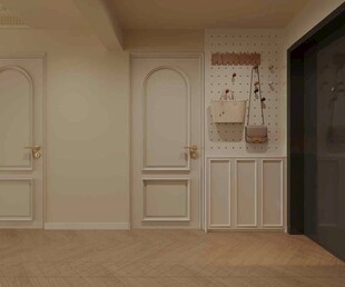 田园风入门玄关鞋柜效果图