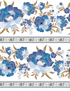 蓝白花卉图案装饰设计