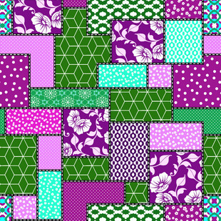 多彩几何花卉拼接图案