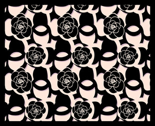 黑白花卉几何图案纹理