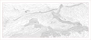 万里长城横版构图线稿