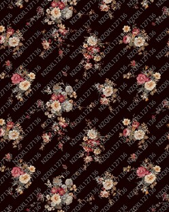 黑色底花卉图案精美印花