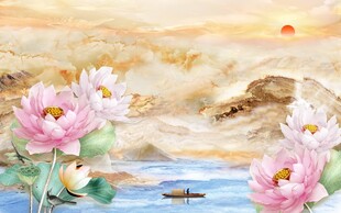 荷塘落日美景