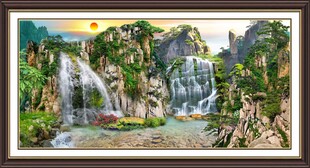山水瀑布风景国画