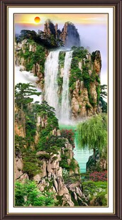 壮丽山水瀑布景观图