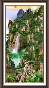 壮丽山水瀑布景观图