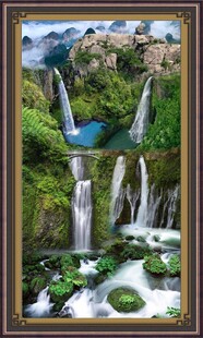 山水瀑布美景装饰画