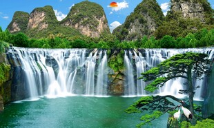 壮丽山间瀑布景观