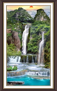 壮丽山水瀑布景观图