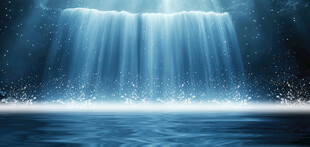 招财瀑布山水画